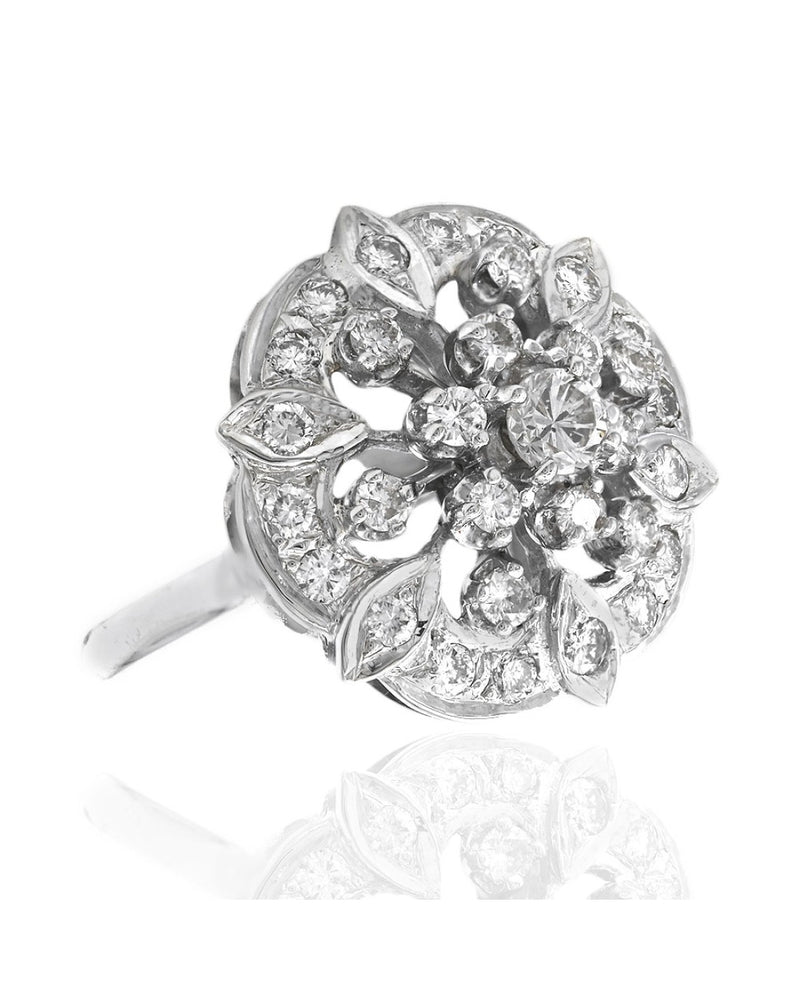 Diamond Cluster Burst Ring in White Gold