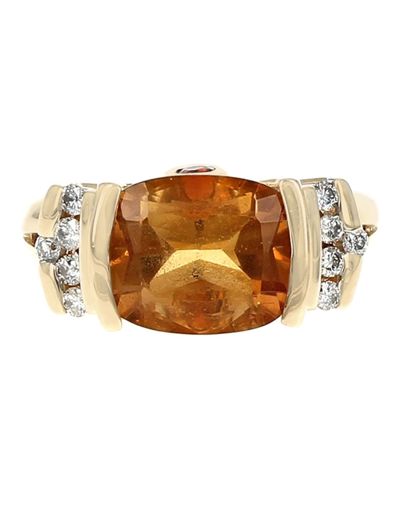 Citrine and Diamond Ring in Yellow Gold