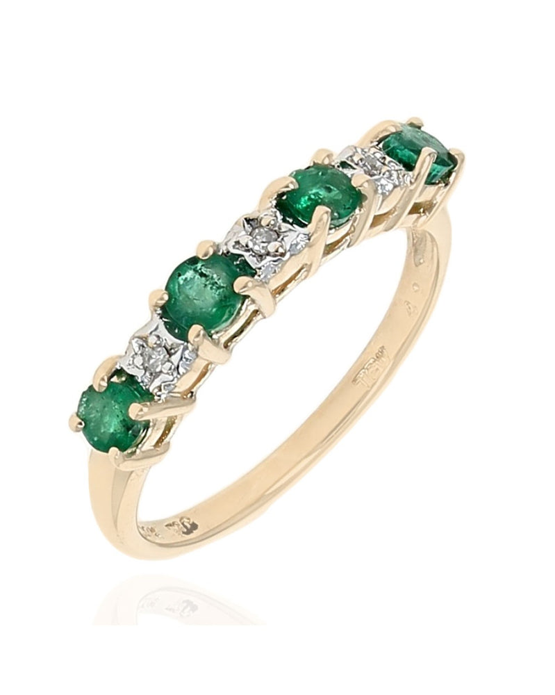 Alternating Emerald and Diamond Ring
