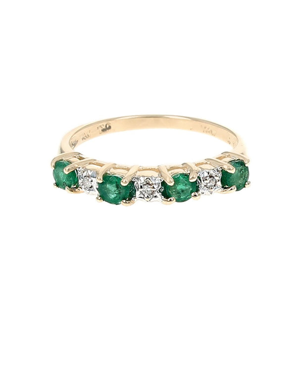 Alternating Emerald and Diamond Ring