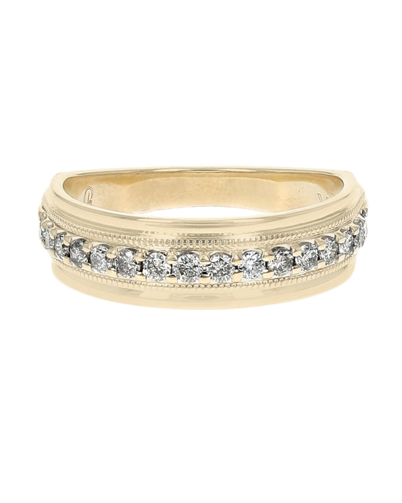 Gentlemen's Diamond Milgrain Accent Wedding Band in Yellow Gold