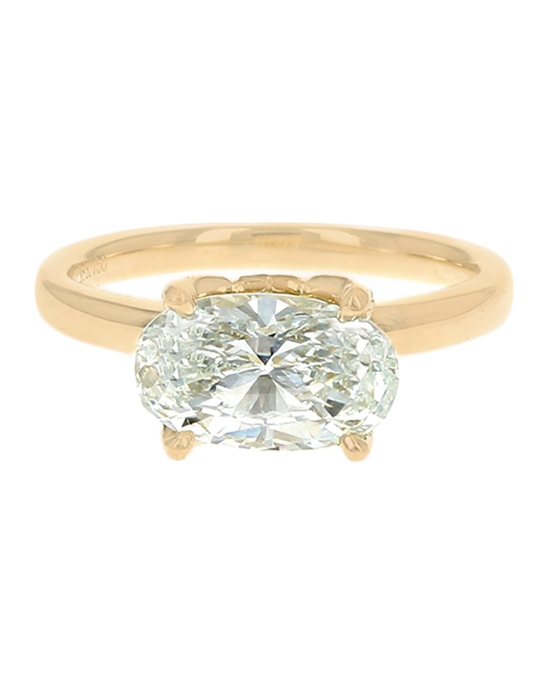 GIA Certified Oval Cut Diamond Solitaire Ring in 18KY