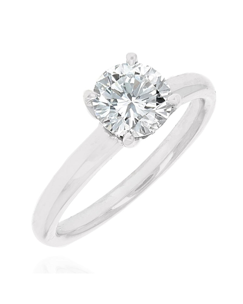 GIA Certified Round Brilliant Cut Diamond Solitaire Ring in 18KW