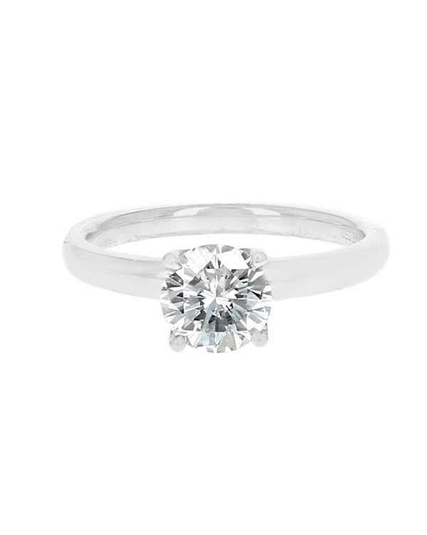 GIA Certified Round Brilliant Cut Diamond Solitaire Ring in 18KW