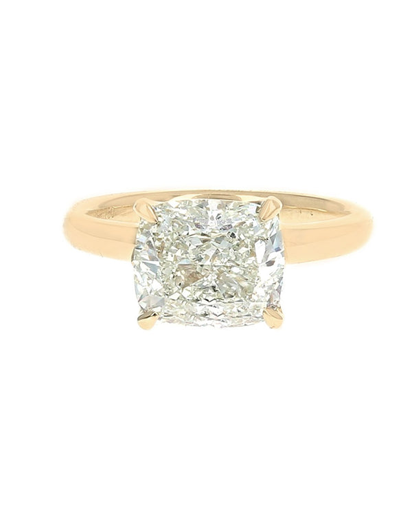 GIA Certified Cushion Cut Diamond Solitaire Ring in 18KY