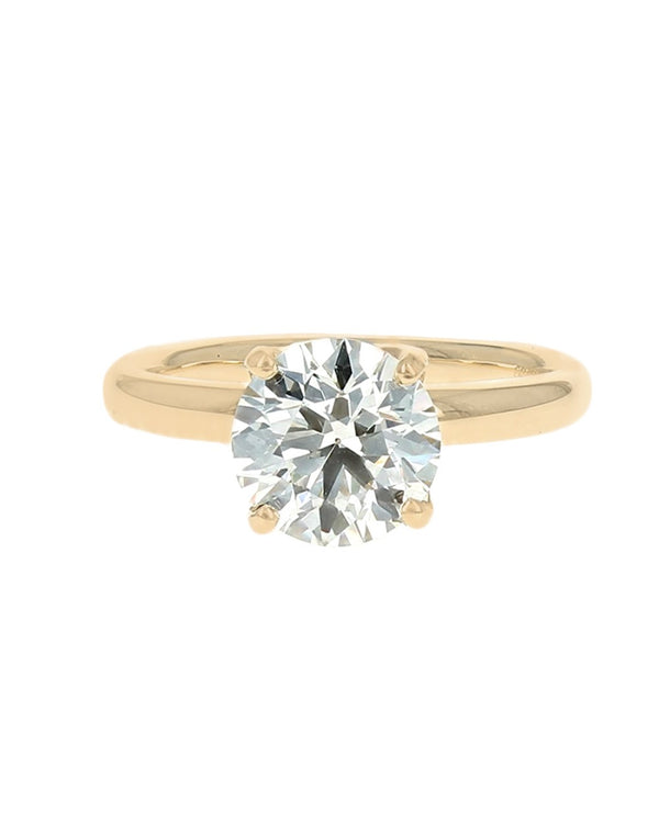 GIA Certified Round Brilliant Cut Diamond Solitaire Ring in 18KY