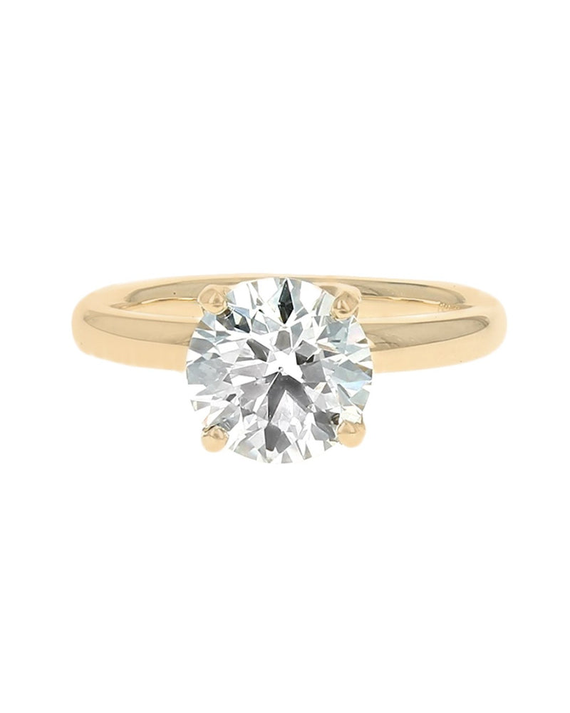 GIA Certified Round Brilliant Cut Diamond Solitaire Ring in 18KY