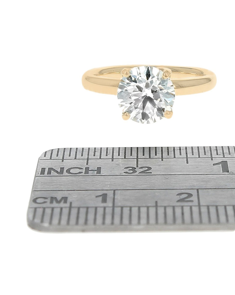 GIA Certified Round Brilliant Cut Diamond Solitaire Ring in 18KY