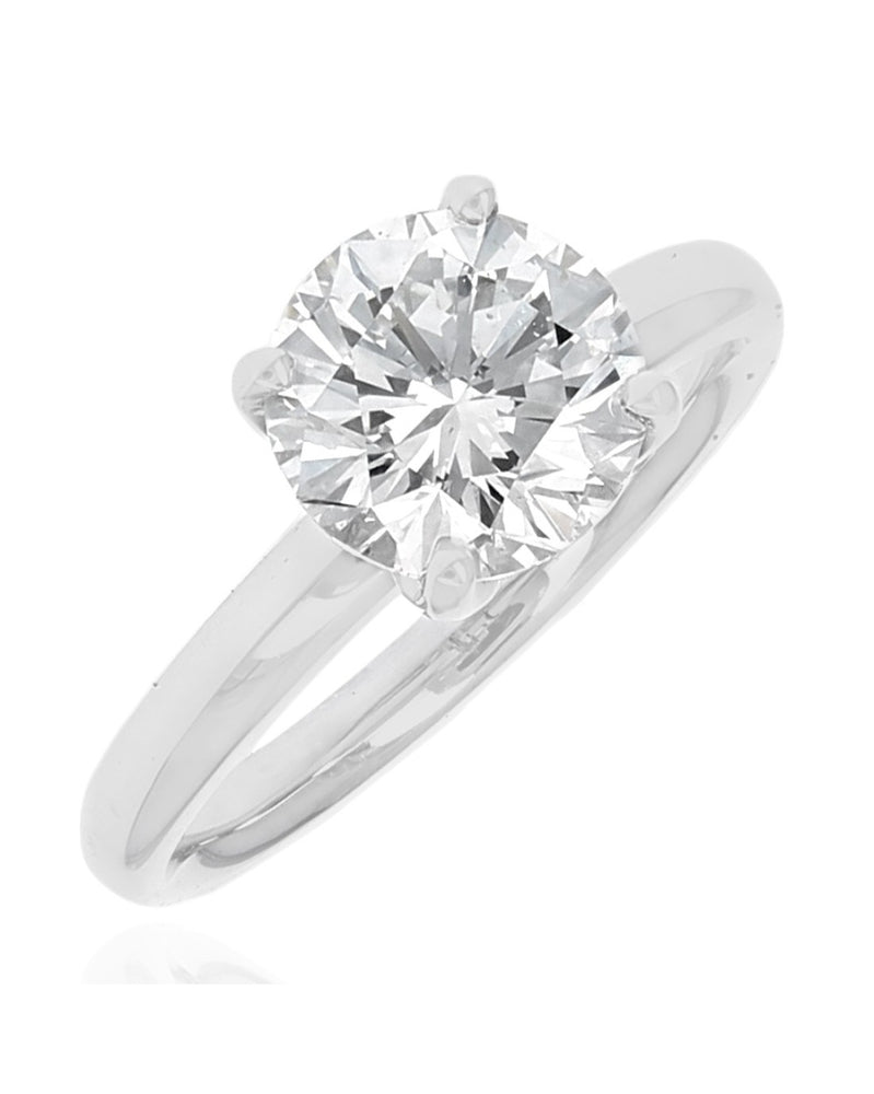 GIA Certified Round Brilliant Cut Diamond Solitaire Ring in 18KW