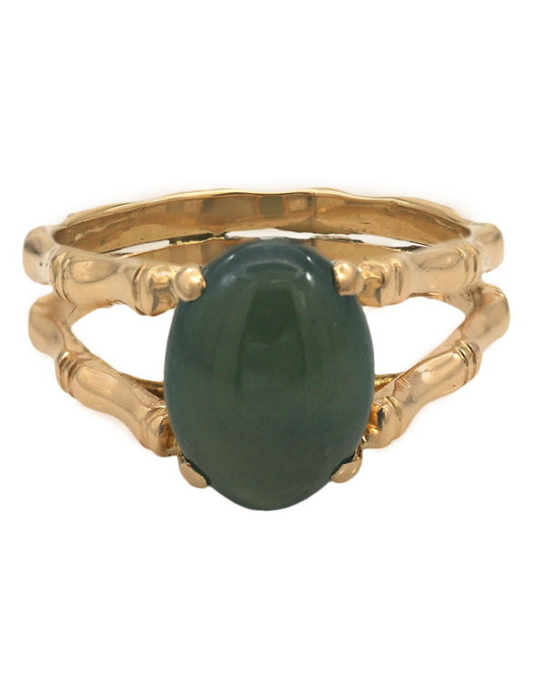 Nephrite Jade Bamboo Motif Ring