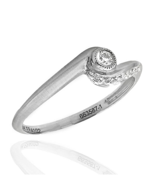 Diamond Bypass Ring in 14K Brushed White Gold
