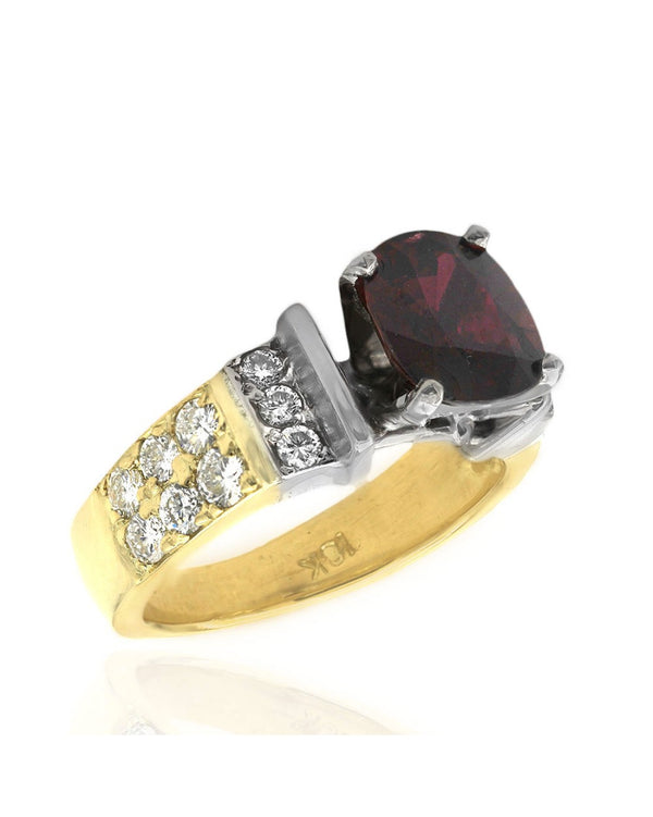 Oval Ruby and Diamond Tapered Ring