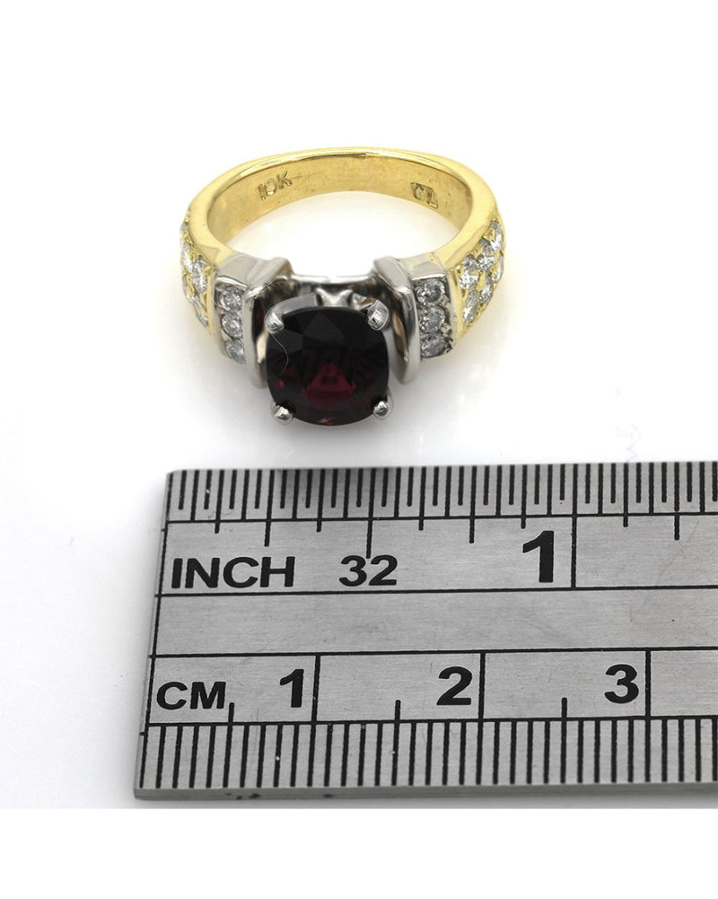 Oval Ruby and Diamond Tapered Ring