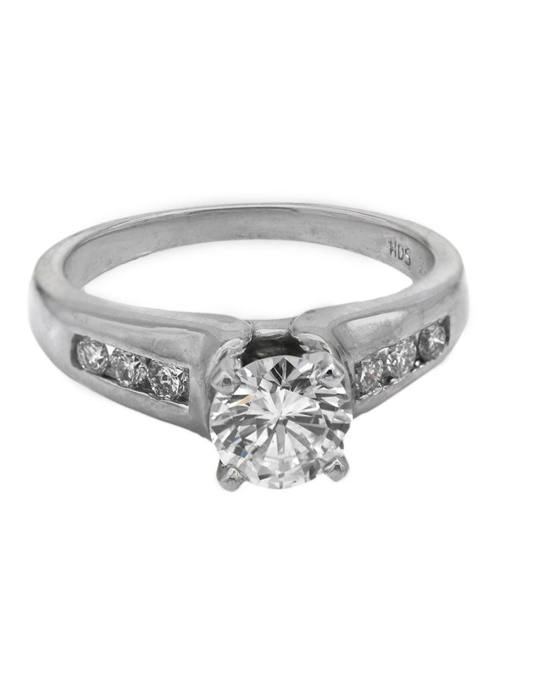 Round Brilliant Diamond Solitaire Engagement Ring with Diamond Accent