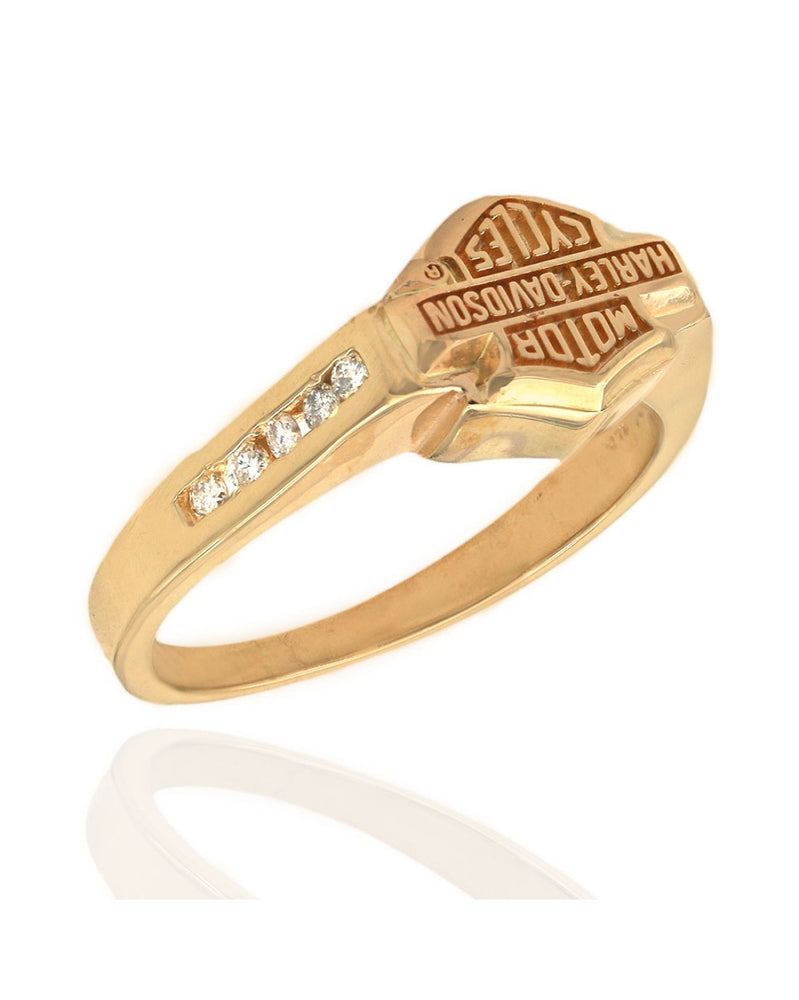 Harley Davidson Diamond Ring in Gold