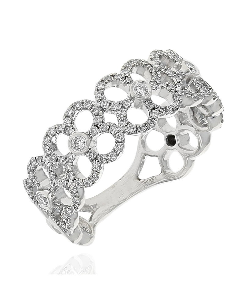 Diamond Pave Open Clover Motif Band