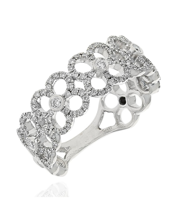 Diamond Pave Open Clover Motif Band