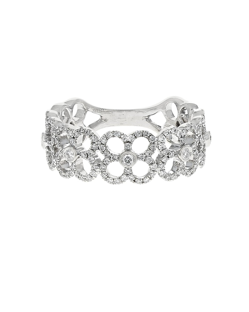 Diamond Pave Open Clover Motif Band