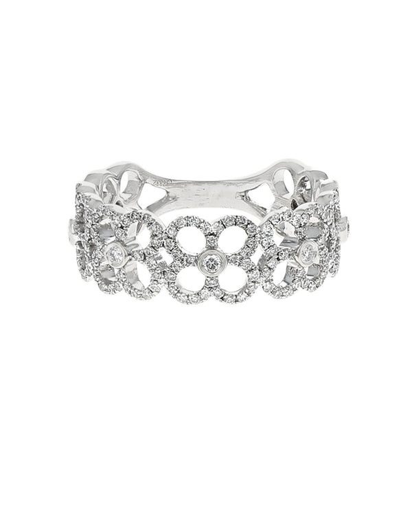 Diamond Pave Open Clover Motif Band