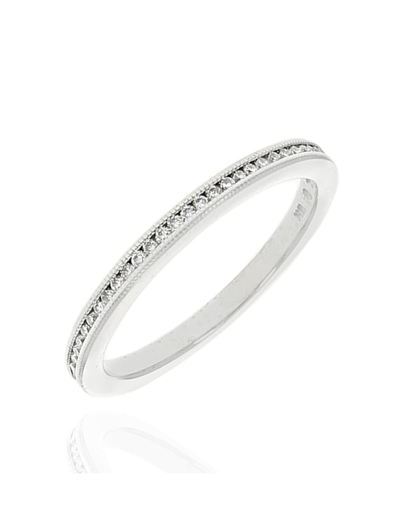 Diamond Milgrain Edge Band in White Gold