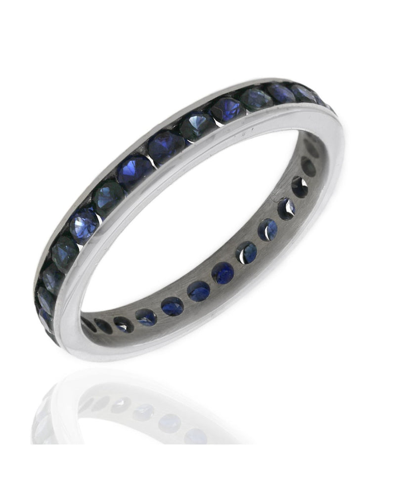 Blue Sapphire Eternity Band in White Gold