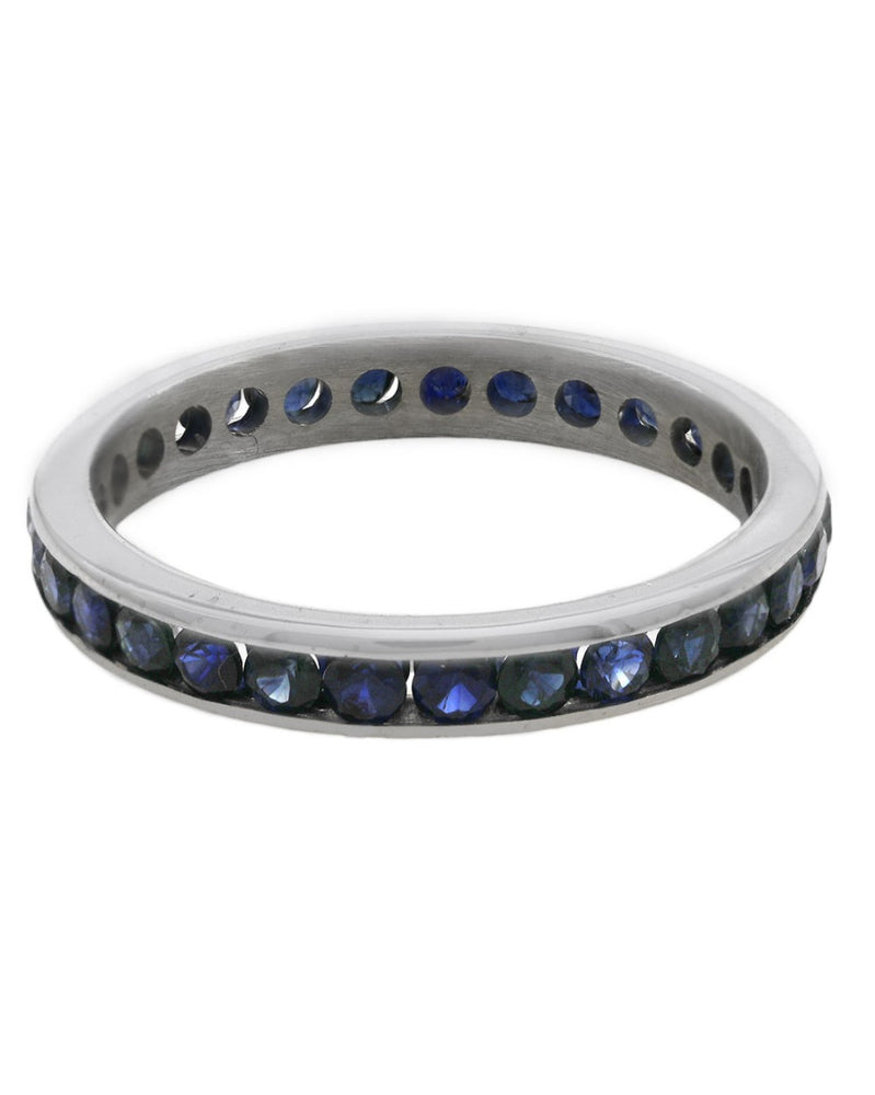 Blue Sapphire Eternity Band in White Gold