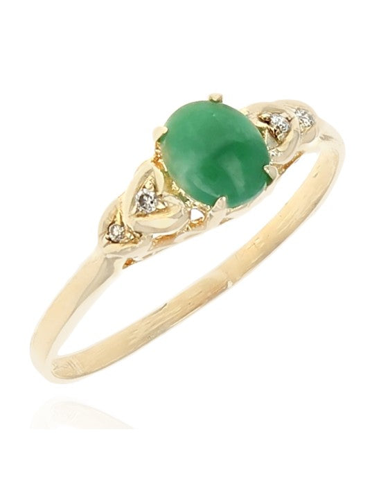 Jadeite Jade and Diamond Accent Ring in Yellow Gold