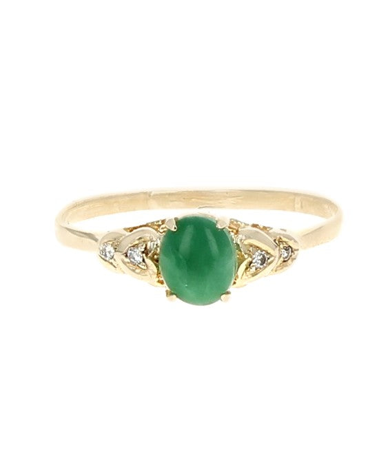 Jadeite Jade and Diamond Accent Ring in Yellow Gold