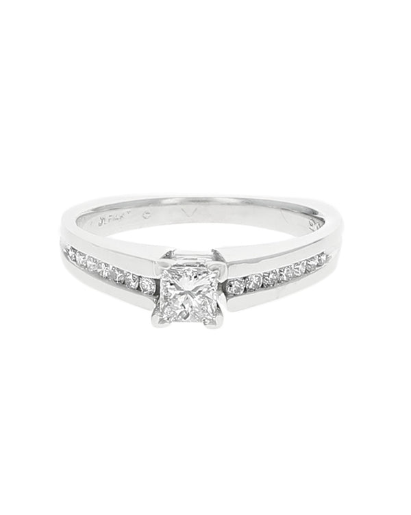 Diamond Euro Shank Engagement Ring in White Gold