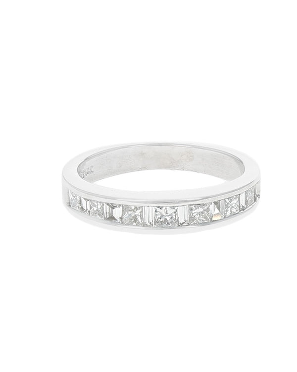 Alternating Princess and Baguette Diamond Band