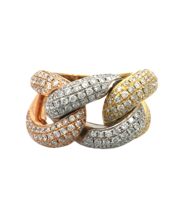 2 Tone Diamond Open Entwined Ring