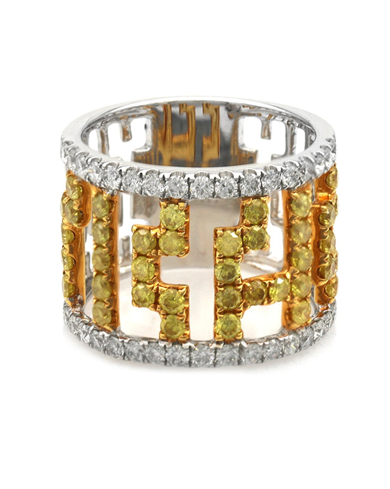 Fancy Yellow and White Diamond Cut Out Band