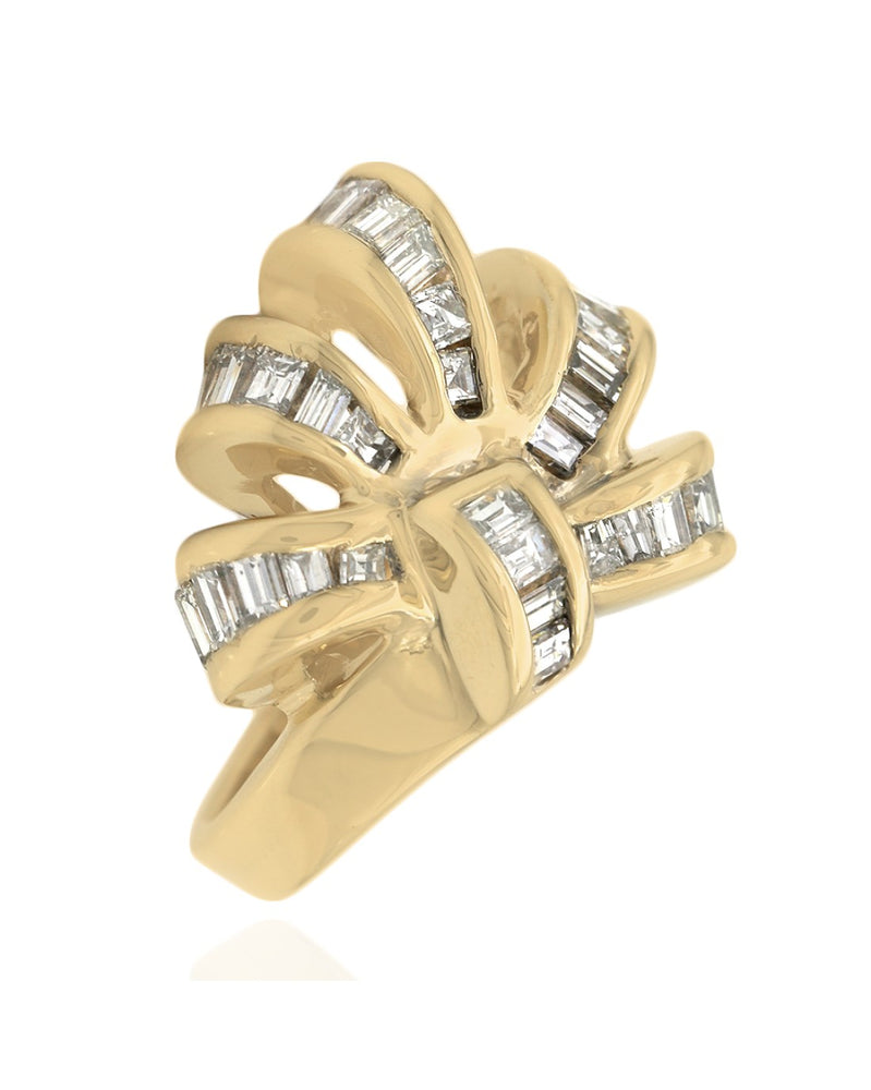 Diamond Open Ribbon Cocktail Ring in Yellow Gold