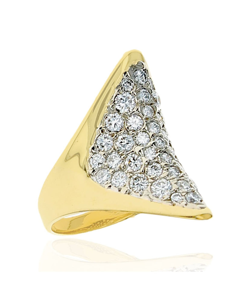 Diamond Elongated Concave Fashion Ring