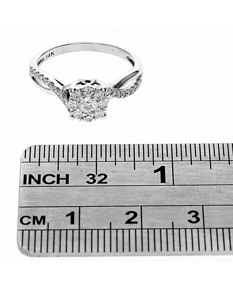 Diamond Cluster Crossover Shank Engagement Ring