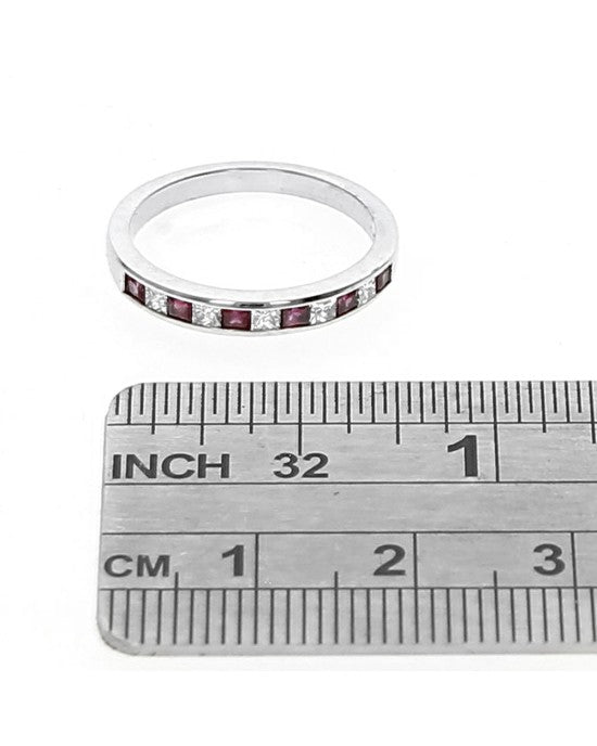 Alternating Ruby and Princess Diamond Band