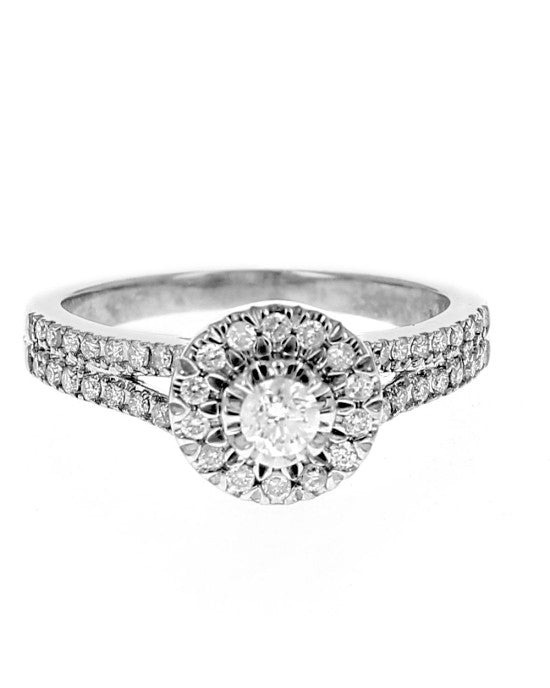 Diamond Halo Ring with Diamond Shank