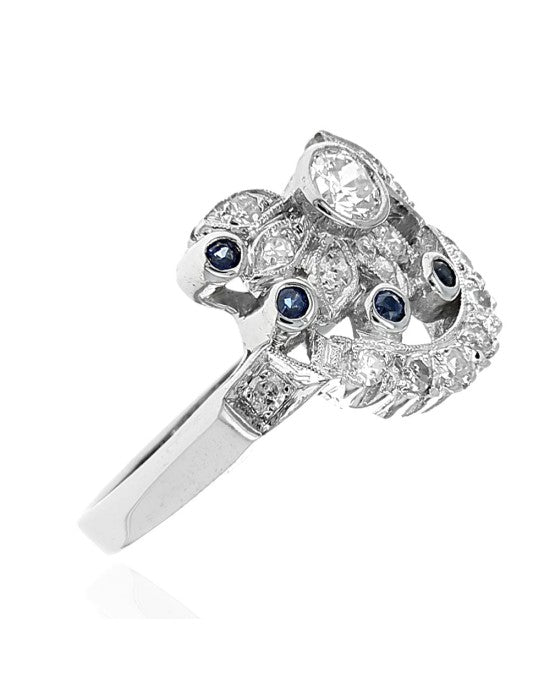 Vintage Diamond and Sapphire Accent Ring