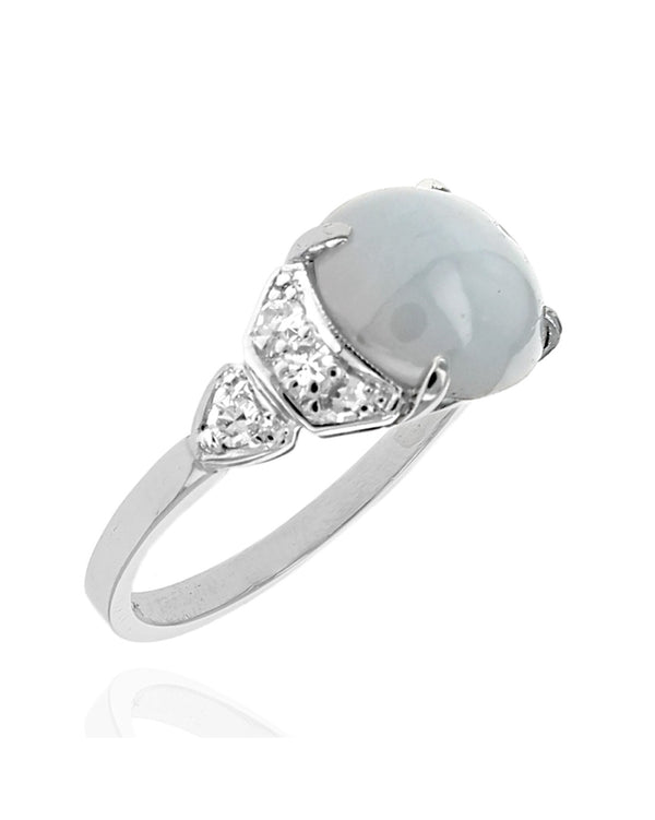 Gray Star Sapphire and Diamond Accent Ring in Platinum