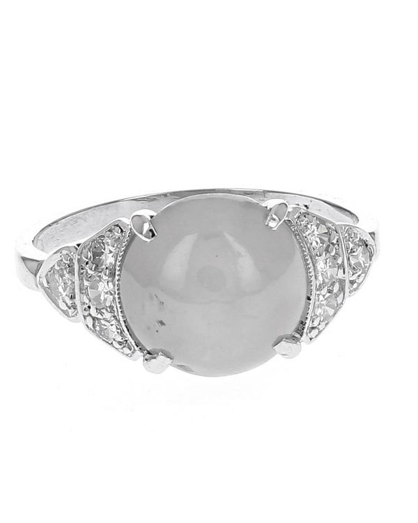 Gray Star Sapphire and Diamond Accent Ring in Platinum