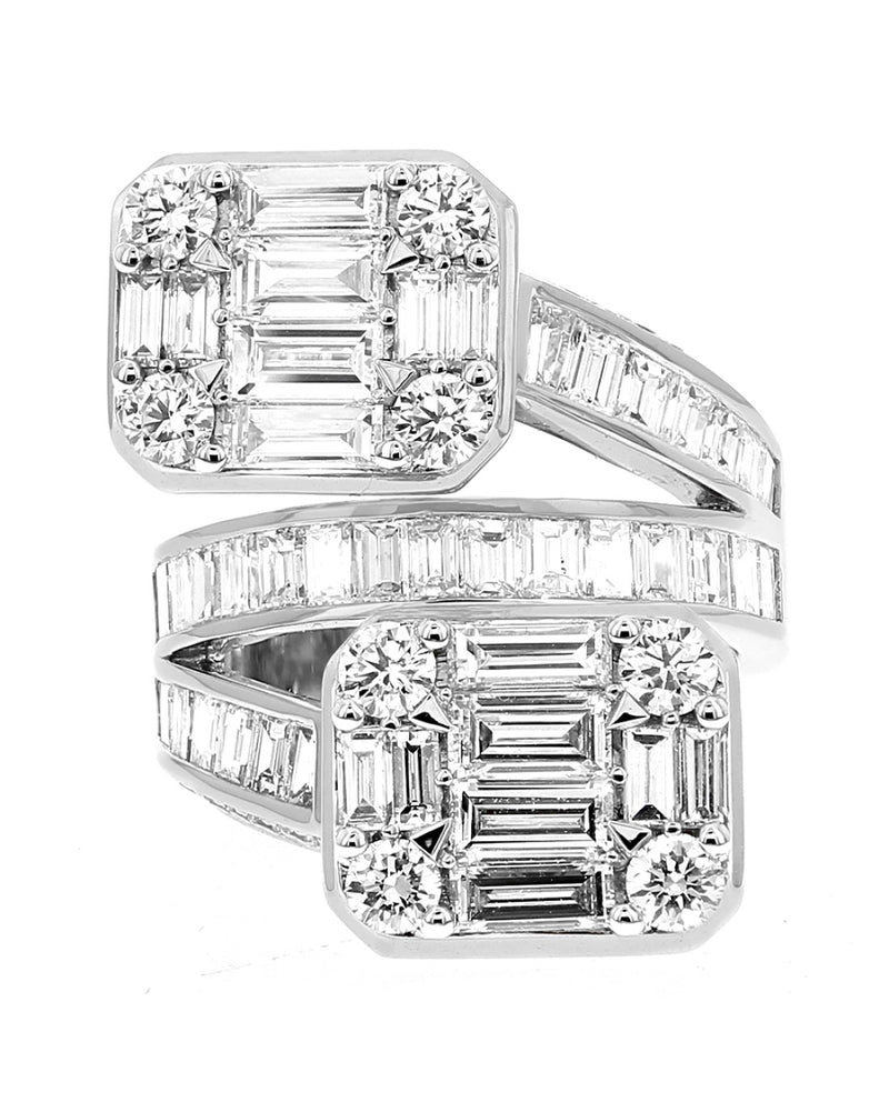 Diamond Mosaic Bypass Ring in White Gold