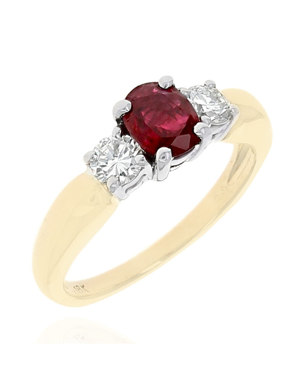 3 Stone Ruby and Diamond Ring