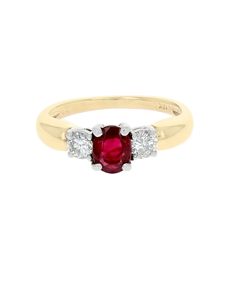 3 Stone Ruby and Diamond Ring