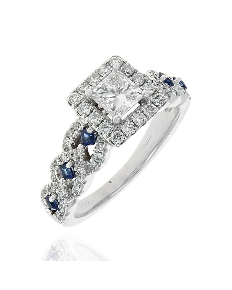 Vera Wang Love Collection Princess Center Diamond Sapphire Engagement Ring