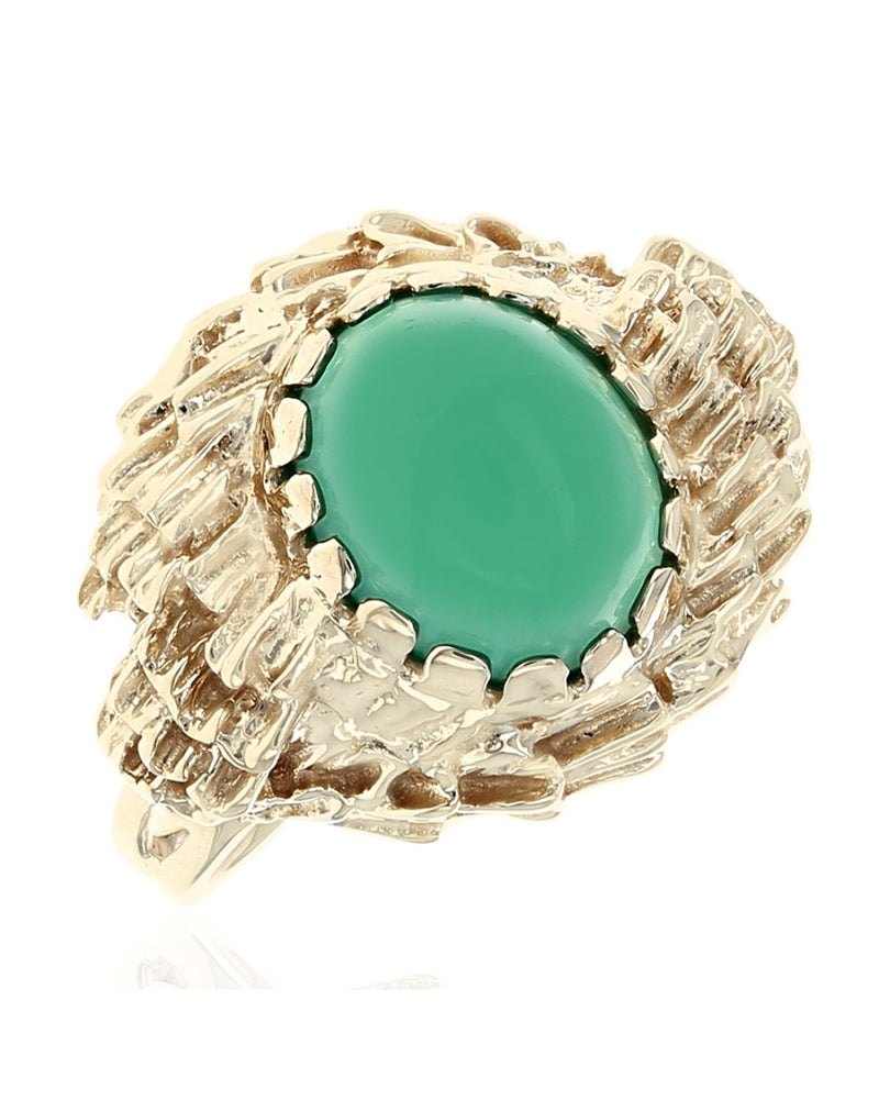 Chrysoprase Free Form Ring in Yellow Gold