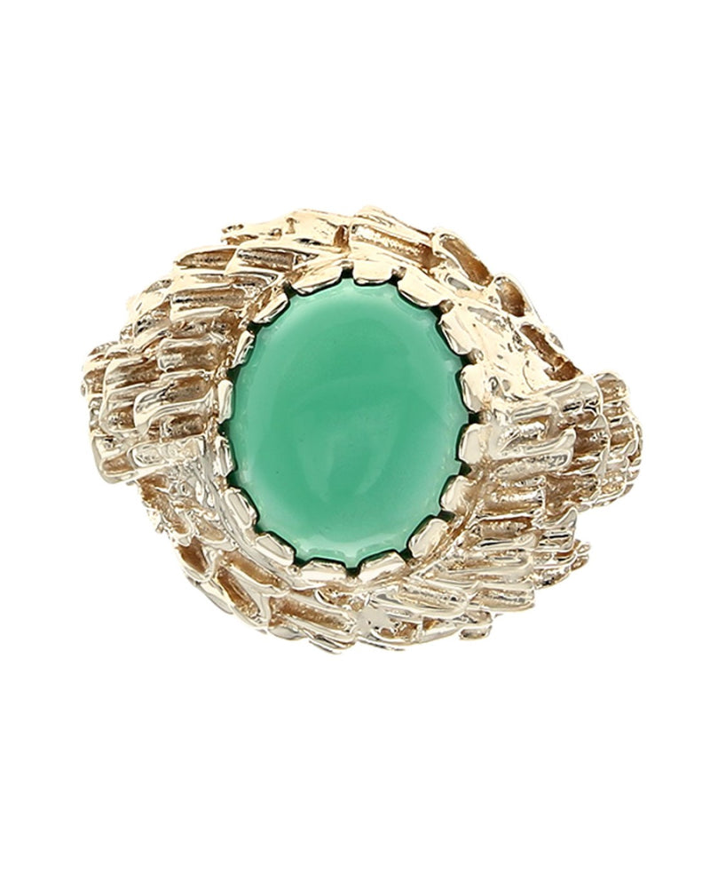 Chrysoprase Free Form Ring in Yellow Gold