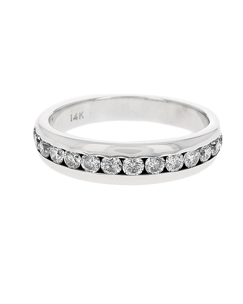 Gentlemen's Diamond Wedding Band in White Gold