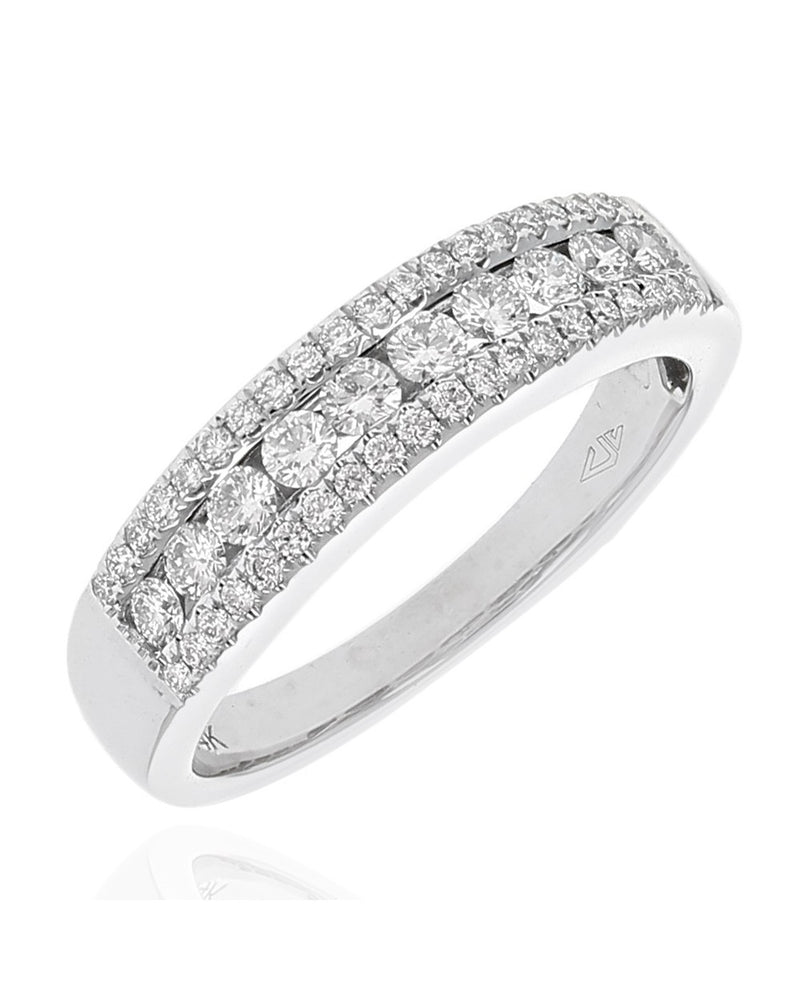 3 Row Diamond Band in White Gold