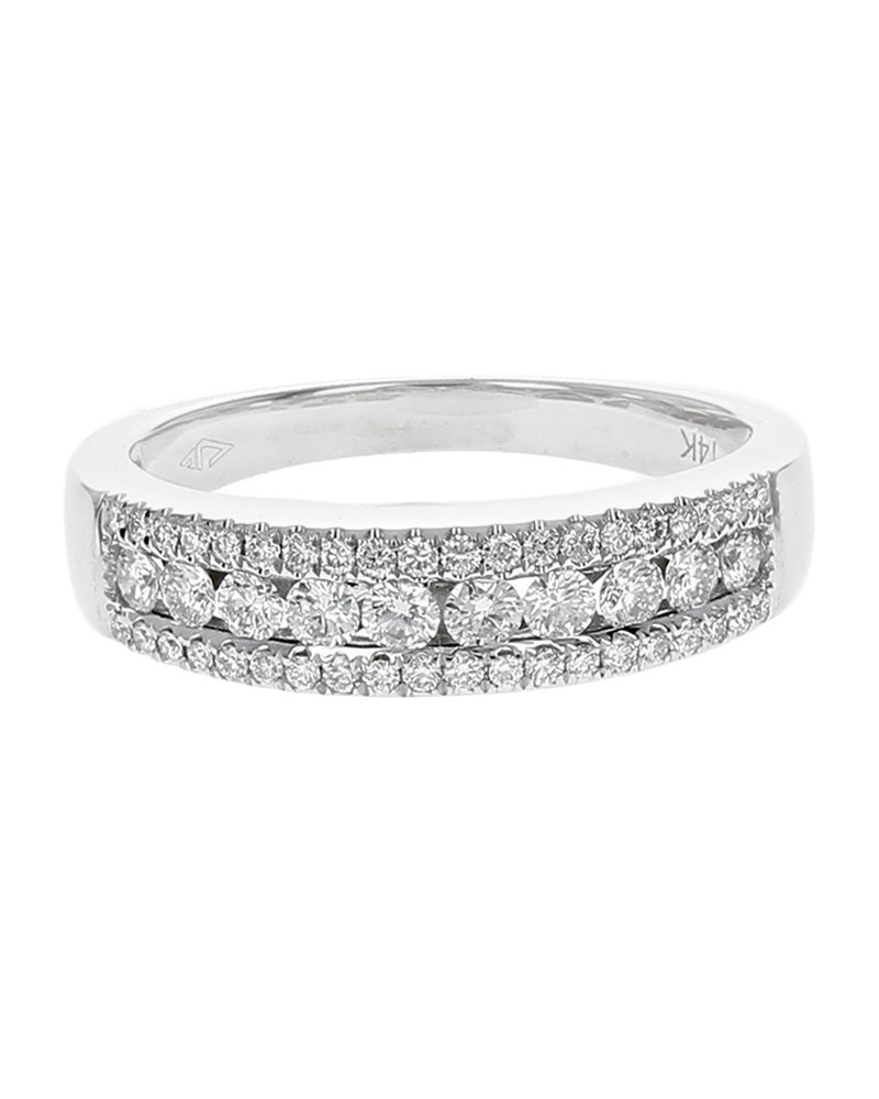 3 Row Diamond Band in White Gold