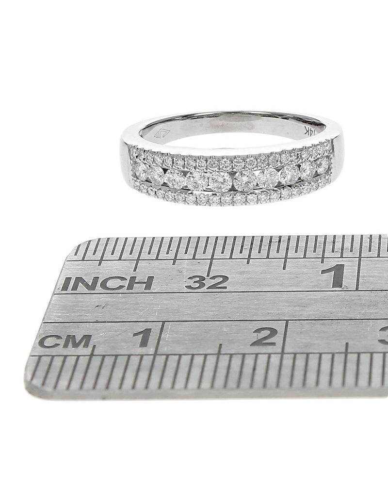 3 Row Diamond Band in White Gold